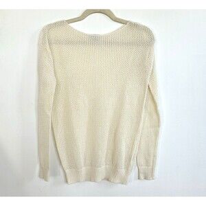 Wallace Womens Sweater Ivory Textured Boat Neck Cotton Long Sleeve Top Size XS